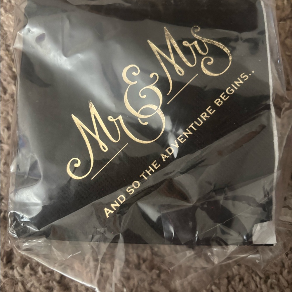 Black and Gold Mr & Mrs Napkins